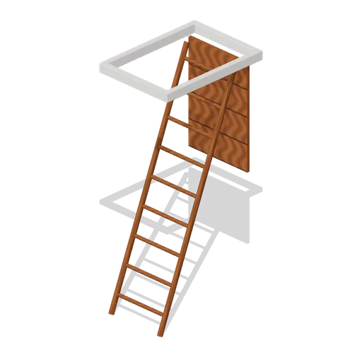 Open attic hatch and ladder (Paranormal Investigation House)