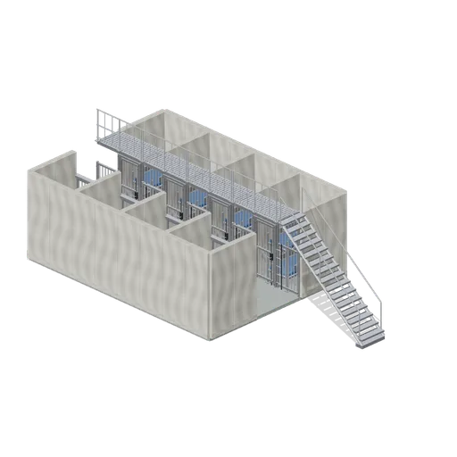 Eight-cell block and mezzanine (Prison Complex Builder)