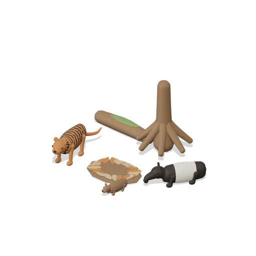 Forest floor by the buttress roots (Rainforest and Jungle Fauna)