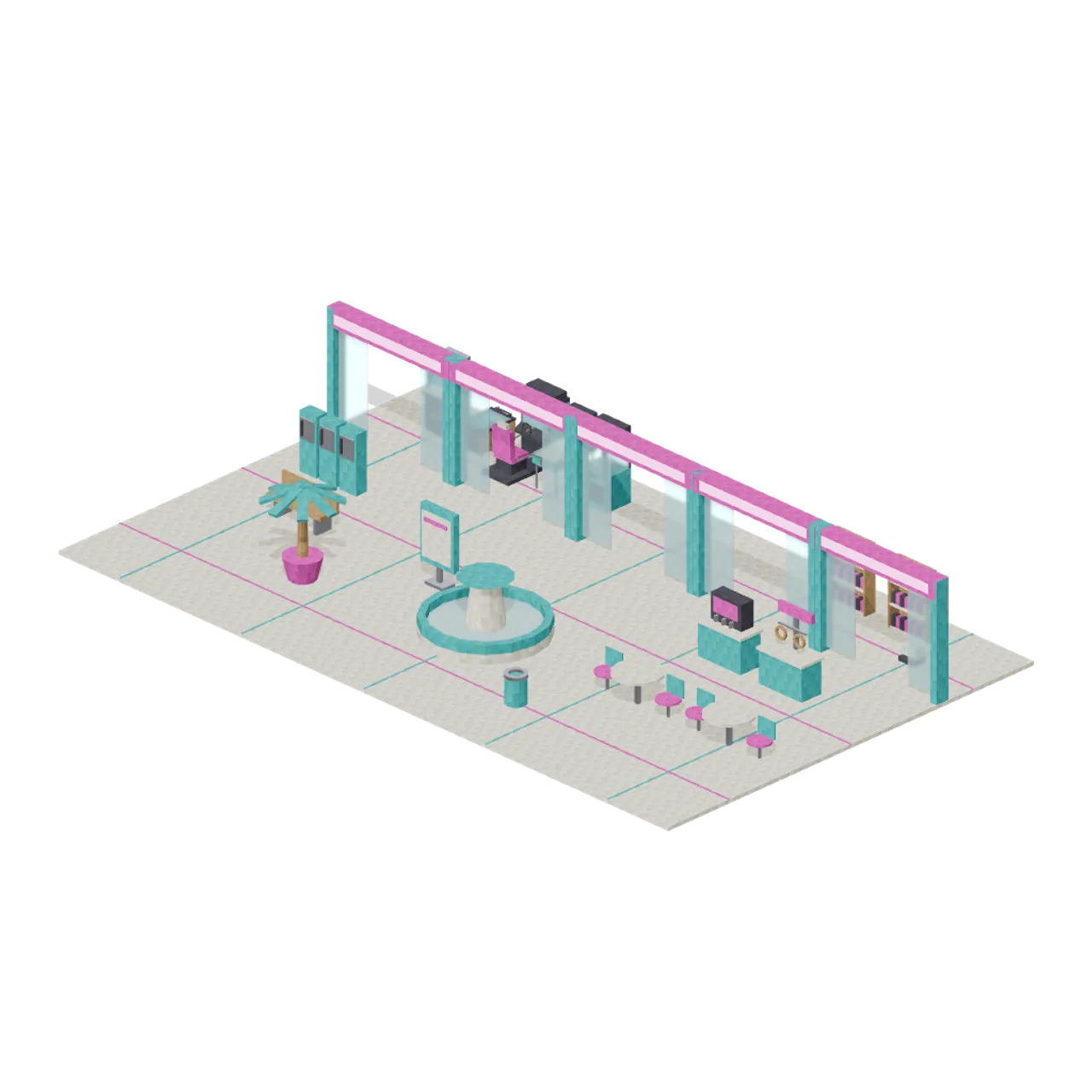 Retro Arcade and Mall 1989 assembled scene