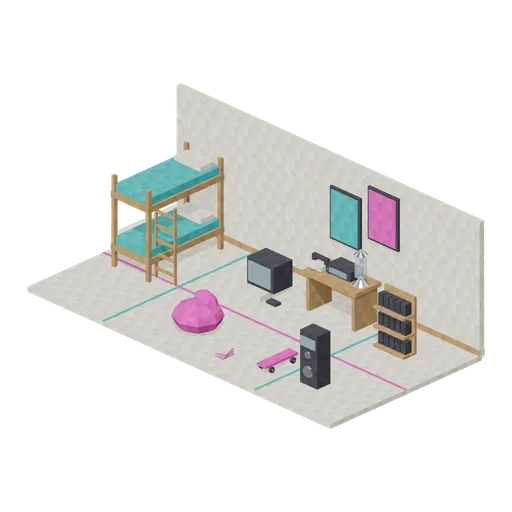Teen Bedroom 1989 (Retro Arcade and Mall 1989)