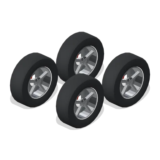 Four alloy wheels on display (Road Car Showroom Lineup)