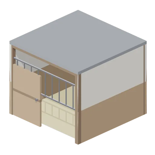 Stall Bay With Door (Equestrian Yard and Stables)
