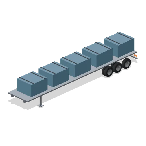 Flatbed with strapped machinery crates (Long-Haul Trucking and Truck Stop)