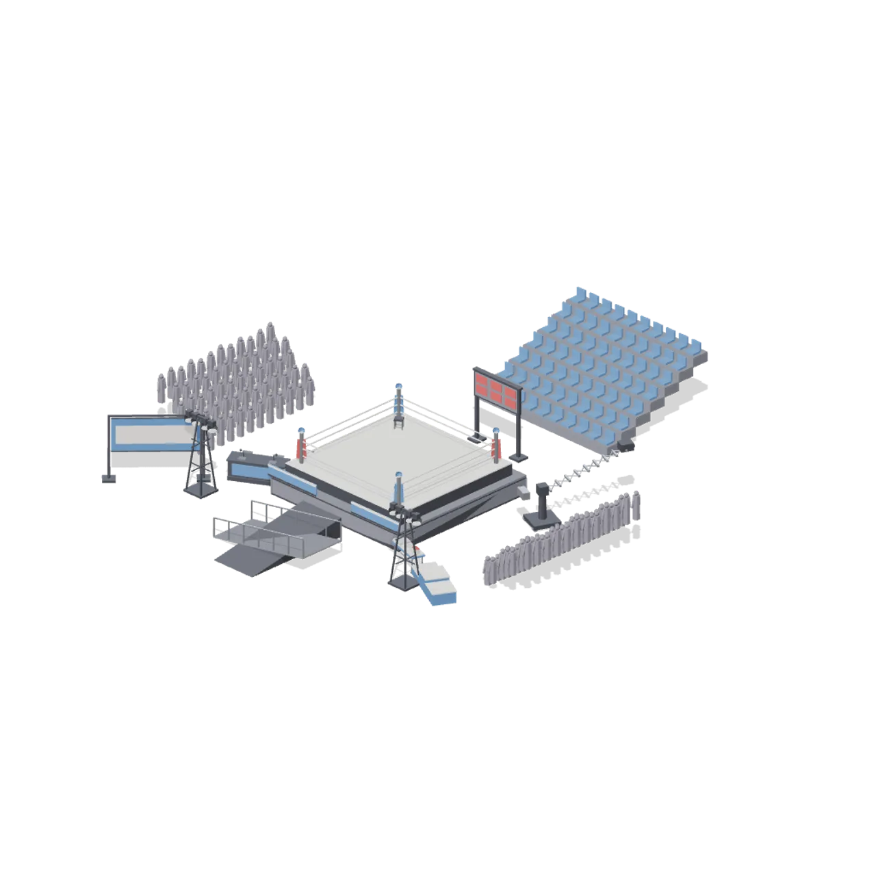Martial Arts Dojo and Fight Stages assembled scene