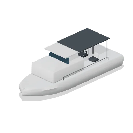 Cabin cruiser with cockpit canopy (Powerboat Racing and Launch Ramp)