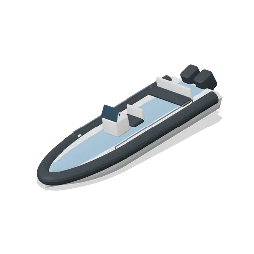 RIB in beached pose (Powerboat Racing and Launch Ramp)
