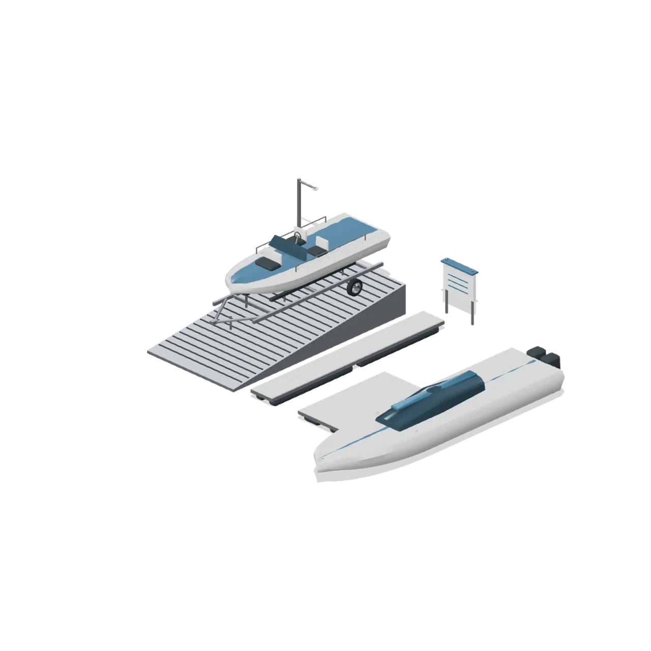 Powerboat Racing and Launch Ramp assembled scene
