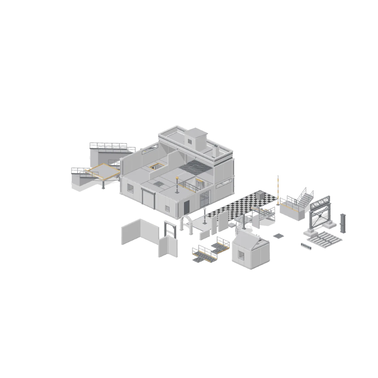 Modular Greybox Architecture Kit assembled scene