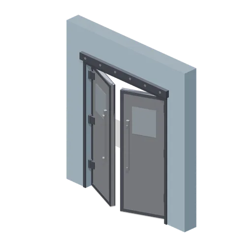 Double leaf door in a wall bay (Animated Mechanisms Kit)