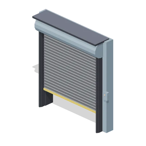 Roller shutter door with barrel hood (Animated Mechanisms Kit)