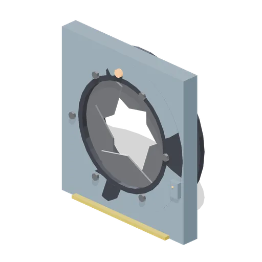 Iris blast door with six blades (Animated Mechanisms Kit)