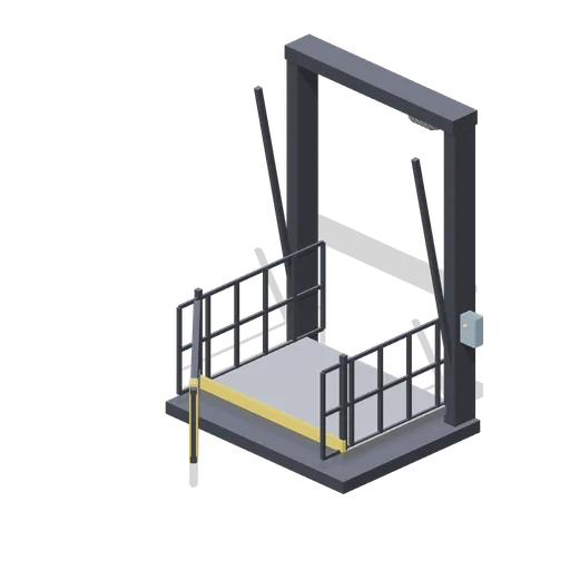 Cargo lift platform with swing gate (Animated Mechanisms Kit)