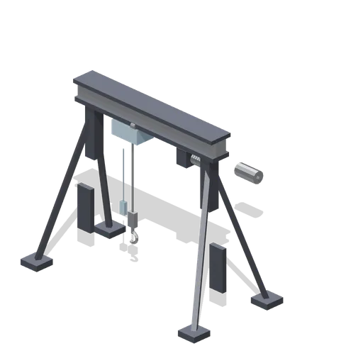 Gantry rope hoist with hook block (Animated Mechanisms Kit)