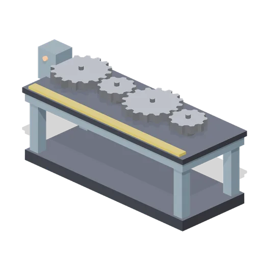 Four gear reduction train on a bench (Animated Mechanisms Kit)