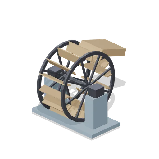 Undershot water wheel with launder (Animated Mechanisms Kit)