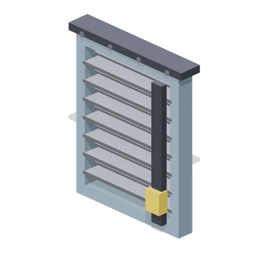 Ventilation louvre with linked blades (Animated Mechanisms Kit)