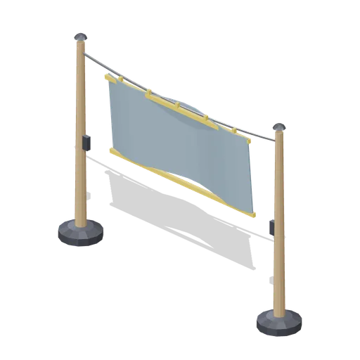 Banner hung on a rope between posts (Animated Mechanisms Kit)