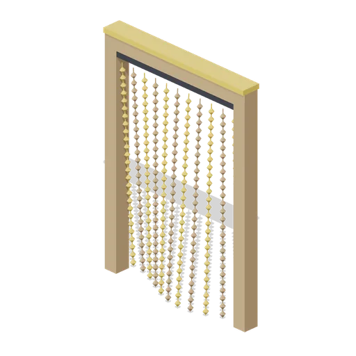 Bead curtain in a doorway frame (Animated Mechanisms Kit)