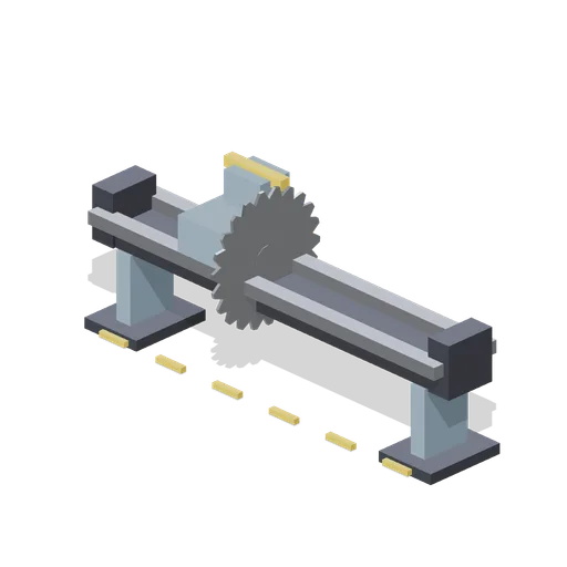 Circular saw travelling on a rail (Animated Mechanisms Kit)