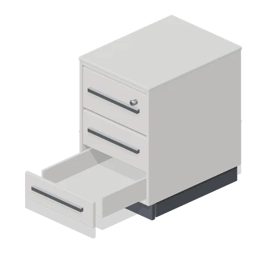 Under-desk pedestal, top drawer open (Downtown Office Interiors)