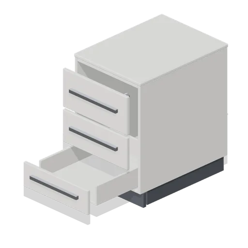 Under-desk pedestal, top drawer open (Downtown Office Interiors)