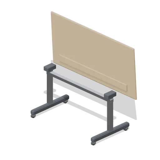 Folding flip-top table, folded (Downtown Office Interiors)
