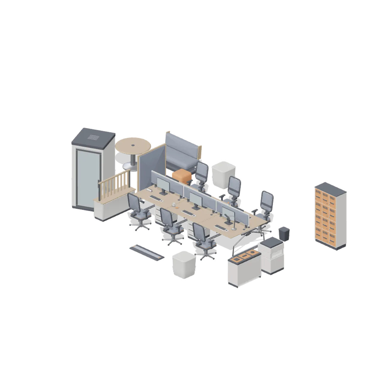 Downtown Office Interiors assembled scene