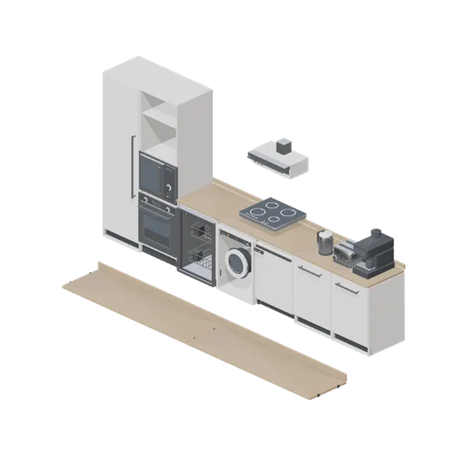 Integrated appliance run with housing frames (Home Appliances and Utility Room)