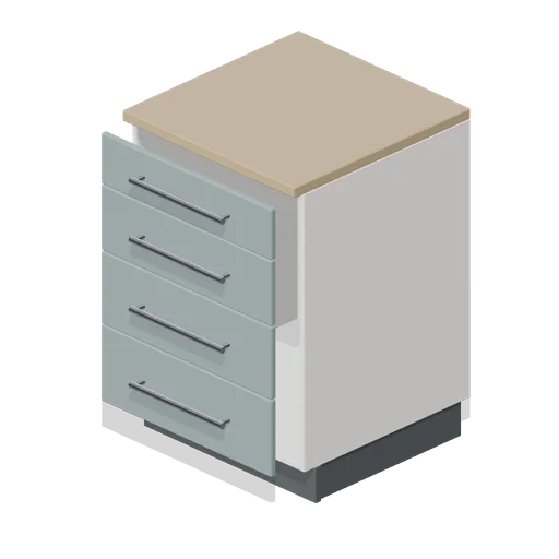 Kitchen four drawer base unit 600 (Fitted Kitchen and Bathroom Builder)