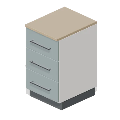 Kitchen three drawer base unit 500 (Fitted Kitchen and Bathroom Builder)