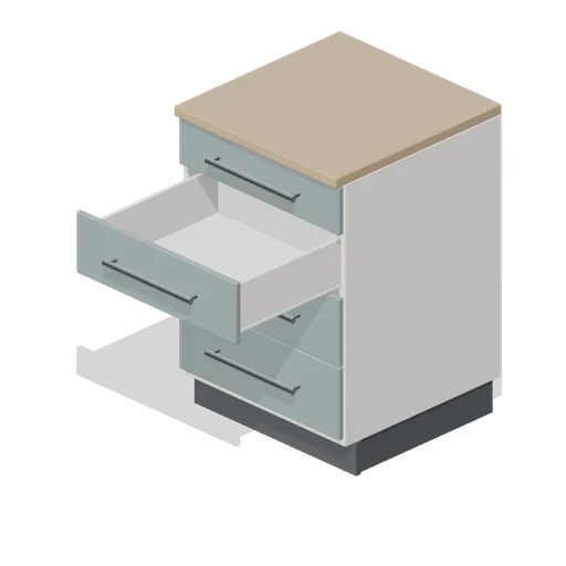 Kitchen four drawer base 600 with a drawer out (Fitted Kitchen and Bathroom Builder)