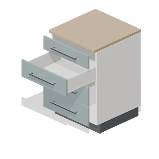 Kitchen four drawer base 600 with a drawer out (Fitted Kitchen and Bathroom Builder)