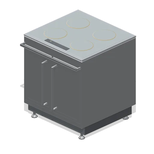 Induction range with cabinet base (Restaurant Kitchen and Dining Room)