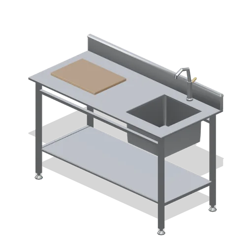 Prep table with integral sink (Restaurant Kitchen and Dining Room)