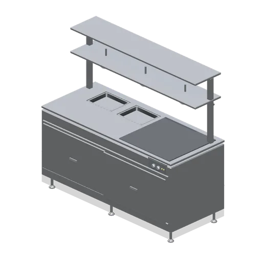 Hot pass with lamp gantry (Restaurant Kitchen and Dining Room)