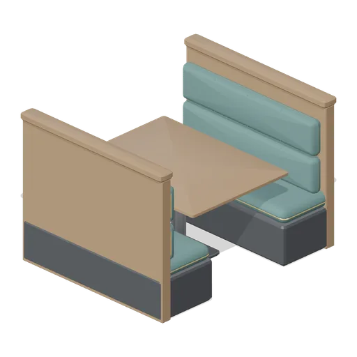 Booth pair, four cover (Restaurant Kitchen and Dining Room)