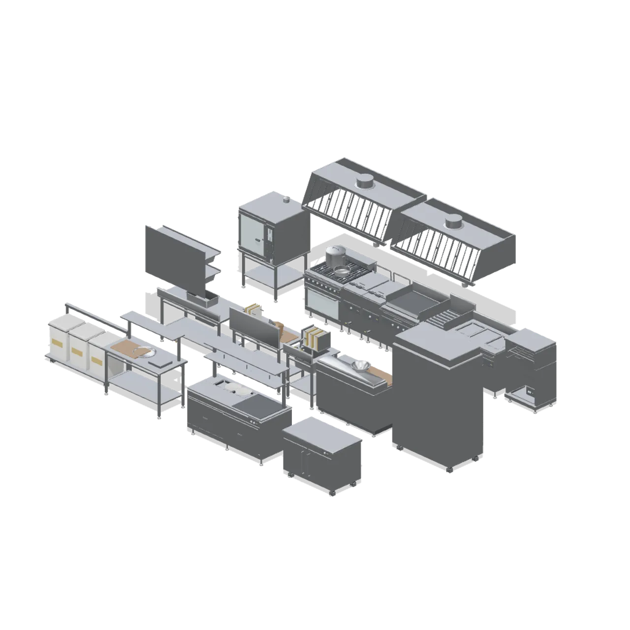 Restaurant Kitchen and Dining Room assembled scene