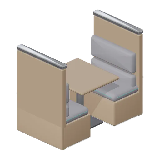Fixed booth 2 seat, timber backs (Fast Food Counter and Drive-Thru)