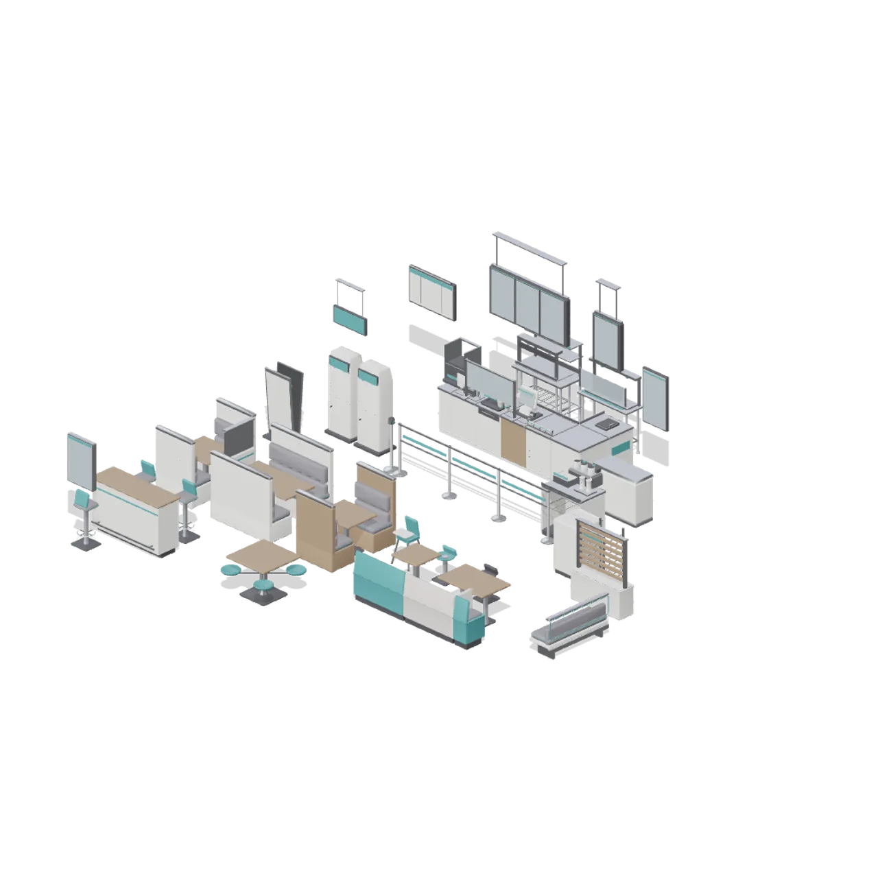 Fast Food Counter and Drive-Thru assembled scene