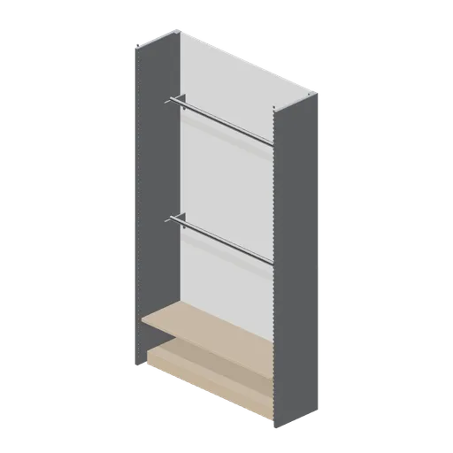Perimeter wall bay with hanging rails (Retail Store Fixtures and Mall)
