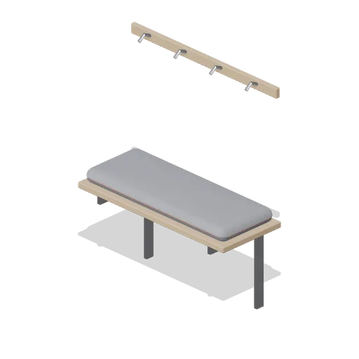 Cubicle bench and hook rail (Retail Store Fixtures and Mall)