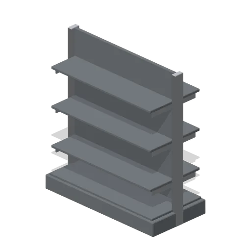 Mid-floor gondola, dark finish (Retail Store Fixtures and Mall)