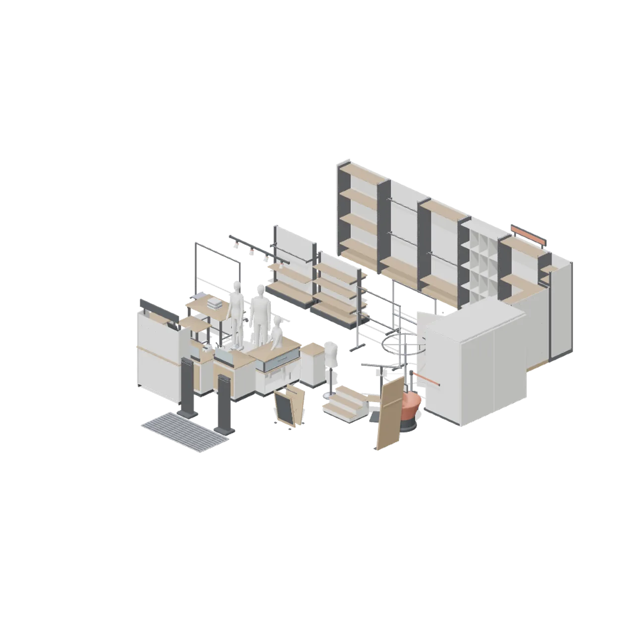 Retail Store Fixtures and Mall assembled scene