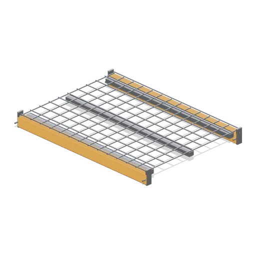 Pallet rack beam pair with wire mesh deck (Hardware Store and DIY Warehouse)