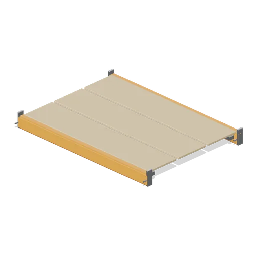 Pallet rack beam pair with timber deck (Hardware Store and DIY Warehouse)