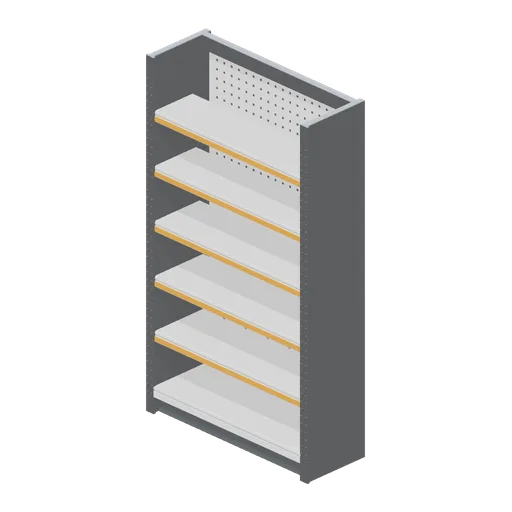 Shop shelving bay with pegboard back (Hardware Store and DIY Warehouse)