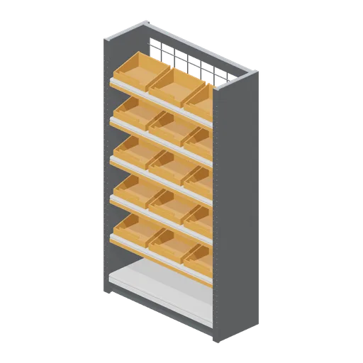 Shop shelving bay with bin fronts (Hardware Store and DIY Warehouse)