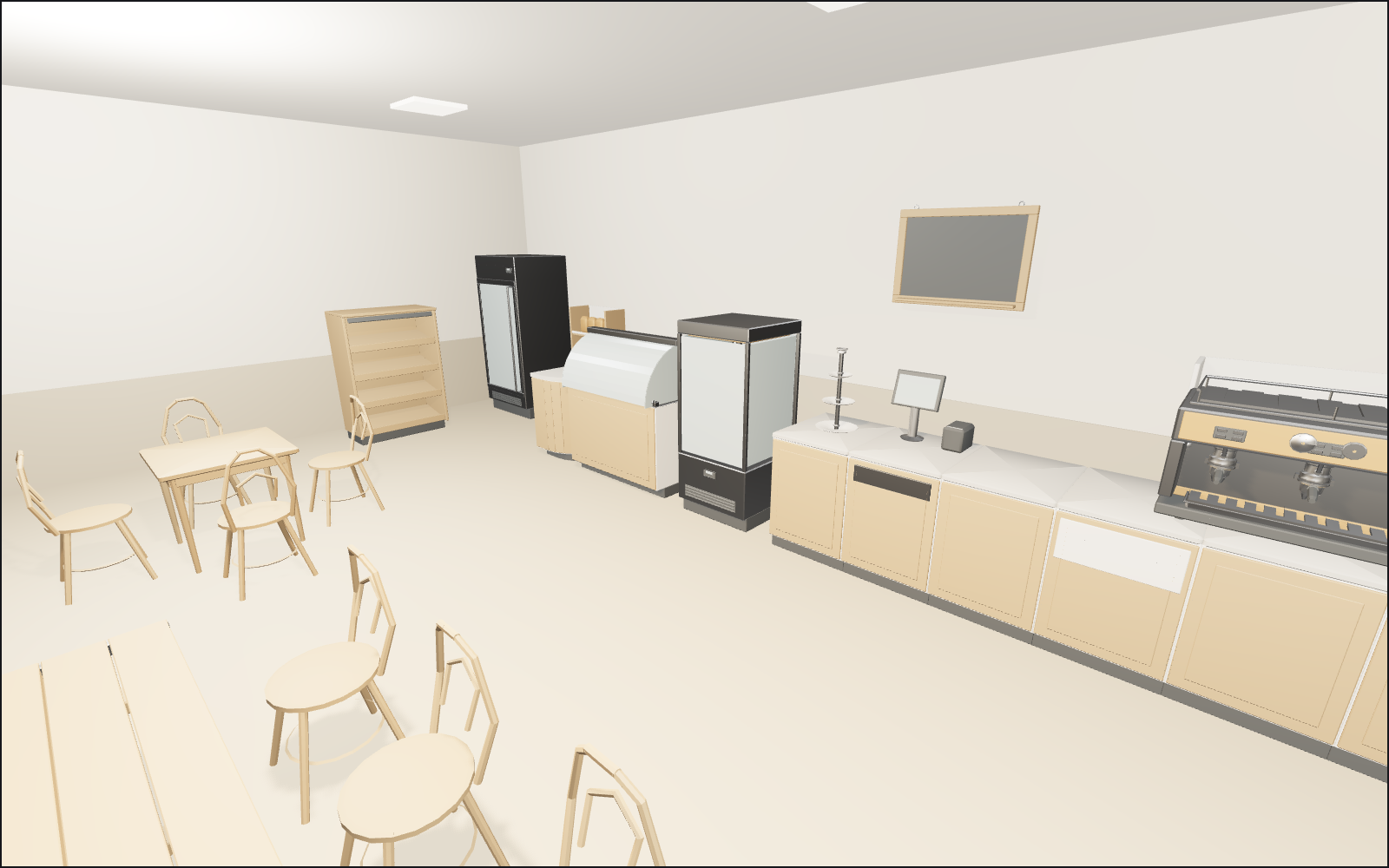 Coffee shop and bakery, a walkable scene
