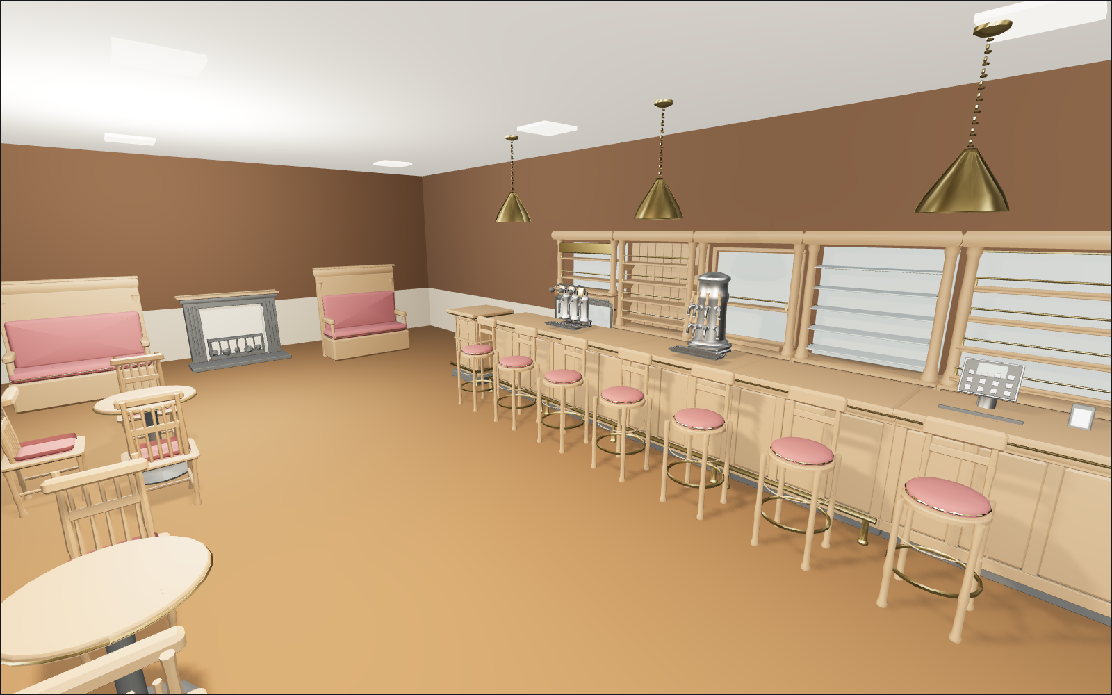 Pub interior, a walkable scene